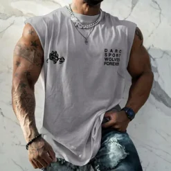 Clearance OUKU Men's Graphic Letter Gym Tank Top Vest Top Undershirt Casual Style Classic Style Sleeveless T shirt Hot Stamping Crew Neck Shirt Sports Lightweight Big and Tall Vacation Casual Daily Black White Navy
