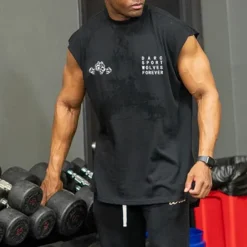 Clearance OUKU Men's Graphic Letter Gym Tank Top Vest Top Undershirt Casual Style Classic Style Sleeveless T shirt Hot Stamping Crew Neck Shirt Sports Lightweight Big and Tall Vacation Casual Daily Black White Navy