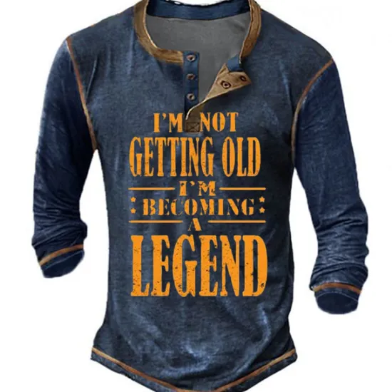 Hot OUKU Men's Graphic Letter Henley Shirt Tee Long Sleeve 3D Print Fashion Designer Comfortable Outdoor Casual Daily Spring & Fall Henley Henley T-Shirt Blue