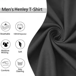 Clearance OUKU Men's Graphic Letter Henley Shirt Tee Long Sleeve Vintage Fashion Designer Outdoor Casual Daily Spring & Fall Dark Gray Black Navy Blue Henley Henley T-Shirt