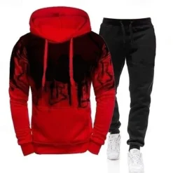 OUKU Men's Graphic Letter 2pcs 3D Sweatshirt Sets Tracksuit Hoodies Long Sleeve Long pants Hooded Streetwear Sportswear Basic Sports & Outdoor Casual Sports Print Spring Fall White Army Green Red