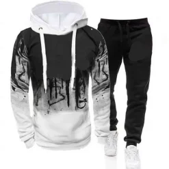 OUKU Men's Graphic Letter 2pcs 3D Sweatshirt Sets Tracksuit Hoodies Long Sleeve Long pants Hooded Streetwear Sportswear Basic Sports & Outdoor Casual Sports Print Spring Fall White Army Green Red