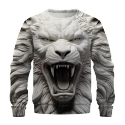 Outlet OUKU Men's Graphic Lion Sweatshirts Golf Pullover Sweatshirt Long Sleeve Sweatshirt Crew Neck Fashion Daily Casual 3D Print Vacation Holiday Going out Print Spring & Fall