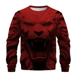 Outlet OUKU Men's Graphic Lion Sweatshirts Golf Pullover Sweatshirt Long Sleeve Sweatshirt Crew Neck Fashion Daily Casual 3D Print Vacation Holiday Going out Print Spring & Fall