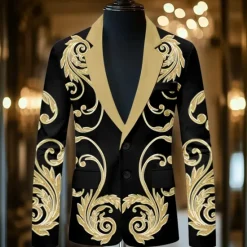 Sale OUKU Men's Graphic Long Sleeve Turndown Artistic Casual Party Evening Wear Daily Buttons 3D Print Multi Pocket Yellow