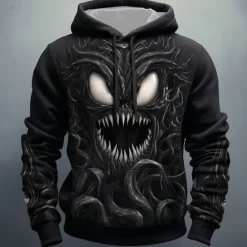 Discount OUKU Men's Graphic Monster Hoodie Hoodies Sweatshirt Fashion Daily Long Sleeve Hooded Vacation Sports Outdoor Holiday Black Dark Gray Print Front Pocket Spring & Fall Designer