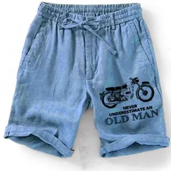 Best OUKU Men's Graphic Motorcycle Old Man Shorts Summer Shorts Beach Shorts Mid Waist Streetwear Hawaiian Designer Casual Daily Holiday Drawstring Elastic Waist 3D Print Designer Clothing Apparel