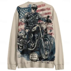 Discount OUKU Men's Graphic Motorcycle Sweatshirts Golf Pullover Sweatshirt Long Sleeve Sweatshirt Hooded Vacation Cool Daily Print Vacation Sports Outdoor Going out Printing Winter Spring & Fall Brown