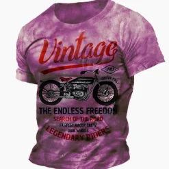 Sale OUKU Men's Graphic Motorcycle T Shirt Distressed T Shirt Short Sleeve T shirt 3D Print Crew Neck Shirt Vintage Fashion Designer Outdoor Daily Sports Blue Brown Green Spring & Summer Clothing Apparel S M L
