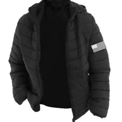 Hot OUKU Men's Graphic National Flag Coat Parka Casual Daily Holiday Going out Print Fall & Winter Hooded Long Sleeve Black Army Green Dark Blue