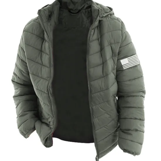 Hot OUKU Men's Graphic National Flag Coat Parka Casual Daily Holiday Going out Print Fall & Winter Hooded Long Sleeve Black Army Green Dark Blue