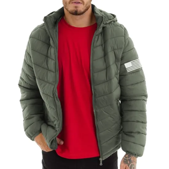 Hot OUKU Men's Graphic National Flag Coat Parka Casual Daily Holiday Going out Print Fall & Winter Hooded Long Sleeve Black Army Green Dark Blue