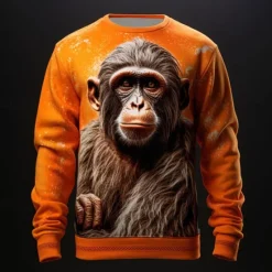OUKU Men's Graphic Orangutan Sweatshirts Golf Pullover Sweatshirt Long Sleeve Sweatshirt Crew Neck Fashion Daily Casual 3D Print Vacation Holiday Going out Print Spring & Fall
