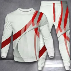 New OUKU Men's Graphic 2pcs 3D Sweatshirt Sets Tracksuit Long Sleeve Long pants Crew Neck Streetwear Sportswear Basic Sports & Outdoor Casual Sports Print Spring Fall Black Red Blue