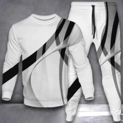 New OUKU Men's Graphic 2pcs 3D Sweatshirt Sets Tracksuit Long Sleeve Long pants Crew Neck Streetwear Sportswear Basic Sports & Outdoor Casual Sports Print Spring Fall Black Red Blue