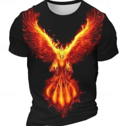 Discount OUKU Men's Graphic Phoenix Fire T Shirt Short Sleeve T shirt 3D Print Crew Neck Shirt Daily Designer Retro Vintage Sports Outdoor Holiday Going out Black White Burgundy Spring & Summer Clothing Apparel S