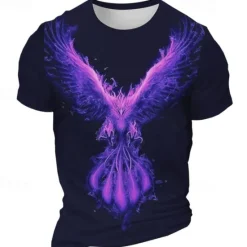 Discount OUKU Men's Graphic Phoenix Fire T Shirt Short Sleeve T shirt 3D Print Crew Neck Shirt Daily Designer Retro Vintage Sports Outdoor Holiday Going out Black White Burgundy Spring & Summer Clothing Apparel S