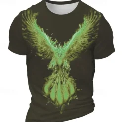 Discount OUKU Men's Graphic Phoenix Fire T Shirt Short Sleeve T shirt 3D Print Crew Neck Shirt Daily Designer Retro Vintage Sports Outdoor Holiday Going out Black White Burgundy Spring & Summer Clothing Apparel S