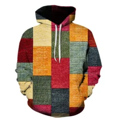 Discount OUKU Men's Graphic Plaid Color Block Hoodie Hoodie Sweatshirt Hoodies Designer Sportswear Long Sleeve Hooded Casual Daily Holiday Red Blue Lace up Fall & Winter Designer