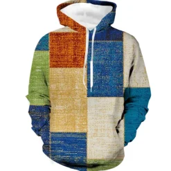 Discount OUKU Men's Graphic Plaid Color Block Hoodie Hoodie Sweatshirt Hoodies Designer Sportswear Long Sleeve Hooded Casual Daily Holiday Red Blue Lace up Fall & Winter Designer