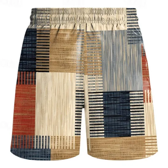 Best OUKU Men's Graphic Plaid Color Block Swim Shorts Board Shorts Swimming Trunks Mid Waist Fashion Streetwear Designer Casual Daily Holiday Pocket Drawstring Elastic Waist Designer Clothing Apparel