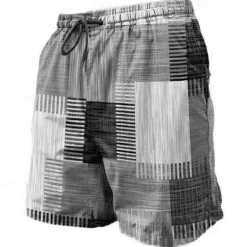 Best OUKU Men's Graphic Plaid Color Block Swim Shorts Board Shorts Swimming Trunks Mid Waist Fashion Streetwear Designer Casual Daily Holiday Pocket Drawstring Elastic Waist Designer Clothing Apparel