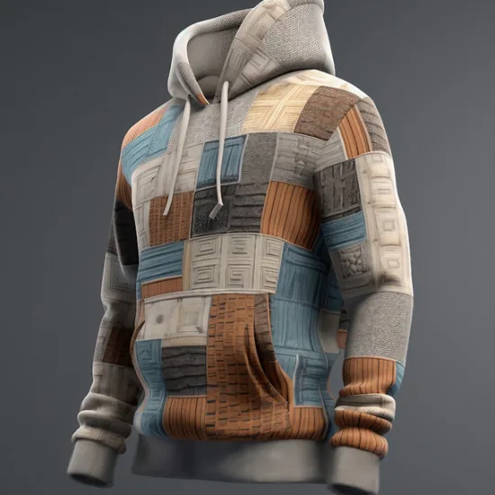 Hot OUKU Men's Graphic Plaid Geometry Hoodie Hoodies Sweatshirt Fashion Daily Long Sleeve Hooded Vacation Sports Outdoor Holiday Print Front Pocket Spring & Fall Designer Gray