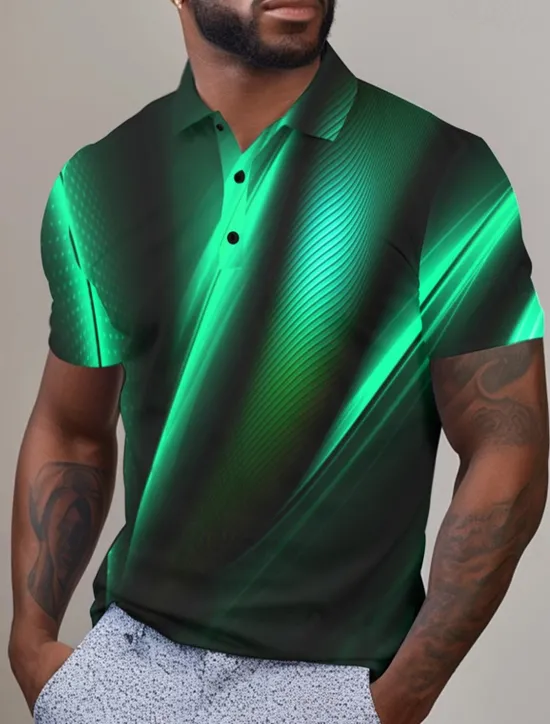 Outlet OUKU Men's Graphic Polo Shirts Golf Shirt Short Sleeve Polo Shirts Collared Shirts Casual Vacation Wear Rave Wear Party Outfits Buttons 3D Print Spring & Summer Yellow Red Blue