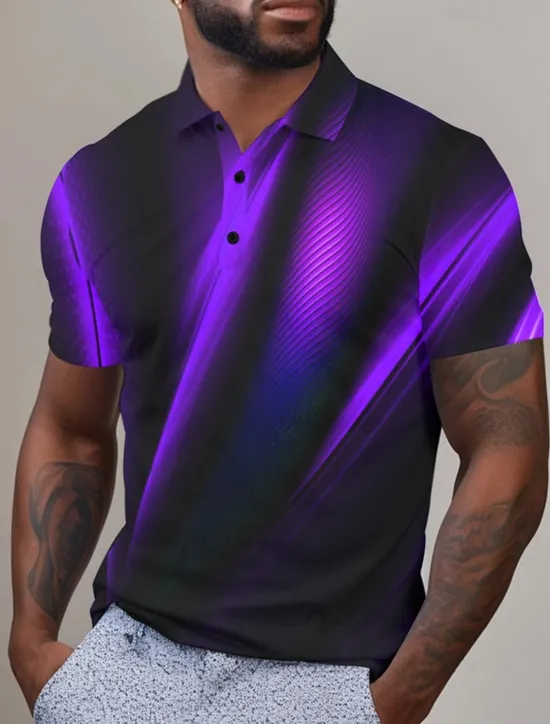 Outlet OUKU Men's Graphic Polo Shirts Golf Shirt Short Sleeve Polo Shirts Collared Shirts Casual Vacation Wear Rave Wear Party Outfits Buttons 3D Print Spring & Summer Yellow Red Blue