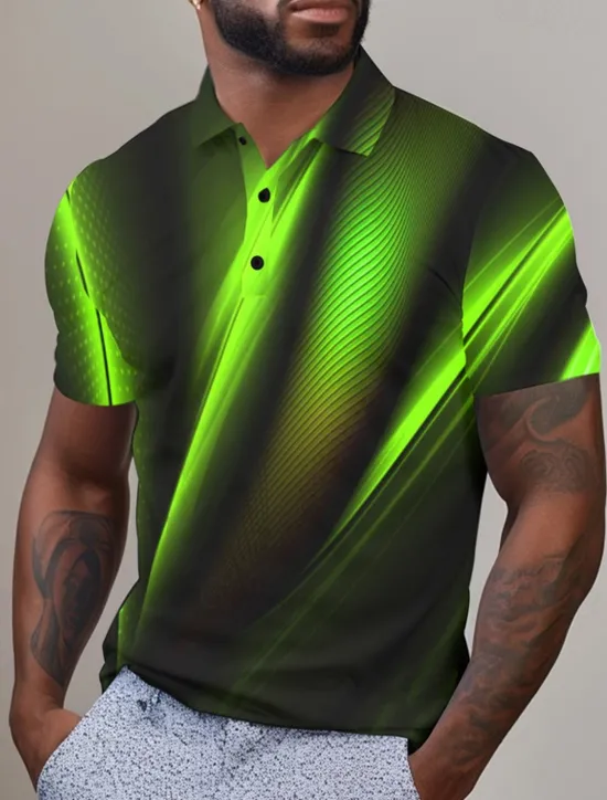 Outlet OUKU Men's Graphic Polo Shirts Golf Shirt Short Sleeve Polo Shirts Collared Shirts Casual Vacation Wear Rave Wear Party Outfits Buttons 3D Print Spring & Summer Yellow Red Blue
