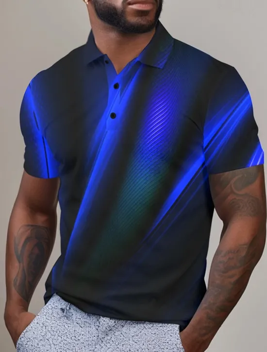 Outlet OUKU Men's Graphic Polo Shirts Golf Shirt Short Sleeve Polo Shirts Collared Shirts Casual Vacation Wear Rave Wear Party Outfits Buttons 3D Print Spring & Summer Yellow Red Blue