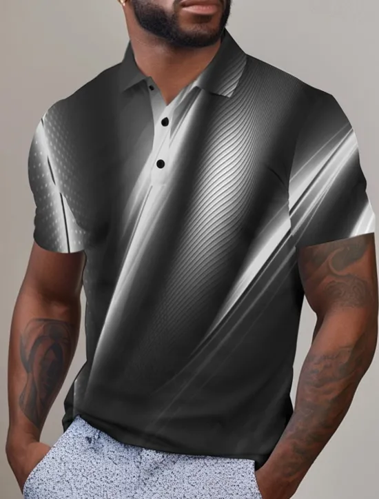 Outlet OUKU Men's Graphic Polo Shirts Golf Shirt Short Sleeve Polo Shirts Collared Shirts Casual Vacation Wear Rave Wear Party Outfits Buttons 3D Print Spring & Summer Yellow Red Blue