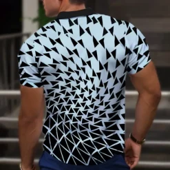 Best OUKU Men's Graphic Polo Shirts Golf Shirt Short Sleeve Polo Shirts Collared Shirts Casual Vacation Wear Rave Wear Party Outfits Buttons 3D Print Spring & Summer Blue