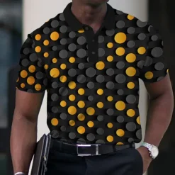 Online OUKU Men's Graphic Polo Shirts Golf Shirt Short Sleeve Polo Shirts Collared Shirts Casual Vacation Wear Rave Wear Party Outfits Buttons 3D Print Black Red Blue
