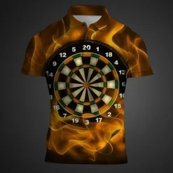 Clearance OUKU Men's Graphic Polo Shirts Golf Shirt Short Sleeve Polo Shirts Collared Shirts Casual Vacation Wear Rave Wear Party Outfits Buttons 3D Print Summer Yellow Red Navy Blue