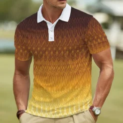 New OUKU Men's Graphic Polo Short Sleeve Polo Shirts Lapel Casual Athleisure 3D Print Buttons Summer Yellow Red Green