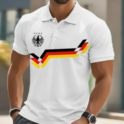 Best OUKU Men's Graphic Polo Short Sleeve Polo Shirts Collared Shirts Casual School Outdoor Daily Wear 3D Print Summer White Blue Green