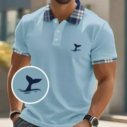 Best OUKU Men's Graphic Polo Short Sleeve Polo Shirts Collared Shirts Casual School Outdoor Athleisure Daily Wear 3D Print Summer Black White Blue