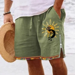 OUKU Men's Graphic Prints Board Shorts Swim Shorts Swim Trunks Mid Waist Vintage Ethnic Style Retro Vintage Casual Daily Holiday Zipper Pocket Elastic Waist Designer Clothing Apparel