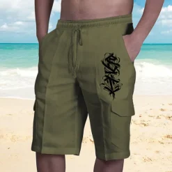 OUKU Men's Graphic Prints Cargo Shorts Summer Shorts Mid Waist Streetwear Designer Casual Daily Holiday Elastic Waist Drawstring Print Designer Clothing Apparel