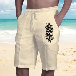 OUKU Men's Graphic Prints Cargo Shorts Summer Shorts Mid Waist Streetwear Designer Casual Daily Holiday Elastic Waist Drawstring Print Designer Clothing Apparel