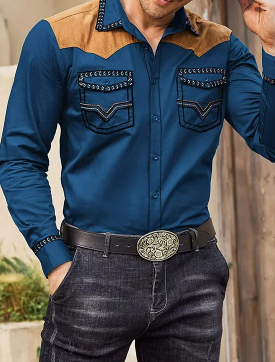 Online OUKU Men's Graphic Prints Cowboy Shirt Western Shirt Cowboy Shirt Long Sleeve Fashion Streetwear Designer Outdoor Daily Fall & Winter Turndown Print Black Red Blue Khaki