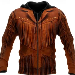 Sale OUKU Men's Graphic Prints Hoodie Hoodies Sweatshirt Streetwear Designer Long Sleeve Hooded Sports & Outdoor Daily Sports Zipper Print Spring & Fall Designer Brown