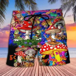 Best OUKU Men's Graphic Prints Mushroom Swimming Trunks Board Shorts Swim Shorts Mid Waist Hawaiian Boho Casual Daily Holiday Drawstring with Mesh lining Elastic Waist Designer Clothing Apparel