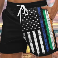 Outlet OUKU Men's Graphic Prints National Flag Swim Trunks Swim Shorts Board Shorts Mid Waist Hawaiian Boho Casual Daily Holiday Drawstring with Mesh lining Elastic Waist Designer Clothing Apparel