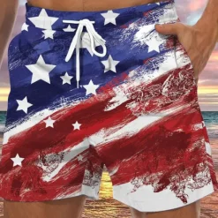 Outlet OUKU Men's Graphic Prints National Flag Swim Trunks Swim Shorts Board Shorts Mid Waist Hawaiian Boho Casual Daily Holiday Drawstring with Mesh lining Elastic Waist Designer Clothing Apparel