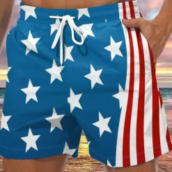 Outlet OUKU Men's Graphic Prints National Flag Swim Trunks Swim Shorts Board Shorts Mid Waist Hawaiian Boho Casual Daily Holiday Drawstring with Mesh lining Elastic Waist Designer Clothing Apparel