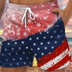 Outlet OUKU Men's Graphic Prints National Flag Swim Trunks Swim Shorts Board Shorts Mid Waist Hawaiian Boho Casual Daily Holiday Drawstring with Mesh lining Elastic Waist Designer Clothing Apparel