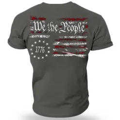 New OUKU Men's Graphic Prints Patriotic National Flag T Shirt Graphic Tee Cotton Short Sleeves Graphic Shirt Black Navy Blue Blue Comfortable Tee Vacation Street Fashion Designer Clothing