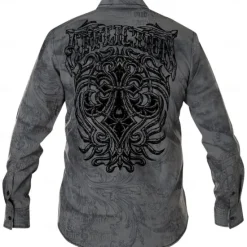 Outlet OUKU Men's Graphic Prints Pistol Shirt Western Shirt Cowboy Shirt Long Sleeve Fashion Designer Casual Outdoor Daily Fall & Winter Turndown Print Button-Down Black Black / Brown Brown Gray+Blue Blue+Blue